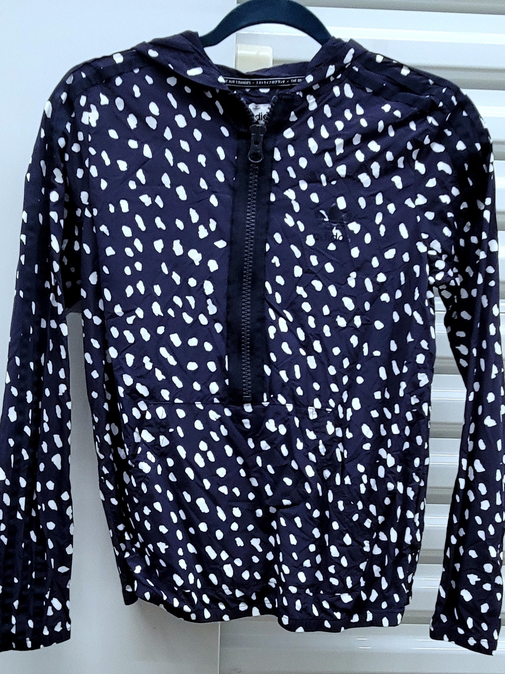 adidas Navy Half-Zip Hoodie with White Spot Print Size XSmall